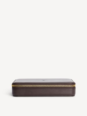 Beauty Bags By Malene Birger Aya Cher Leather Jewellery Case Marroni Scuro | IT_BB60599