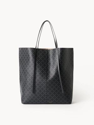 Borse By Malene Birger Abrille Printed Tote Charcoal | IT_BB46716