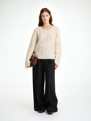 Maglieria By Malene Birger Cierra Cable-knit Sweater Oyster Gray | IT_BB58511