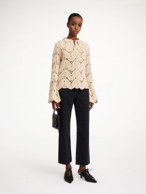 Maglieria By Malene Birger Gwenevere Crochet Shirt Oyster Gray | IT_BB69856