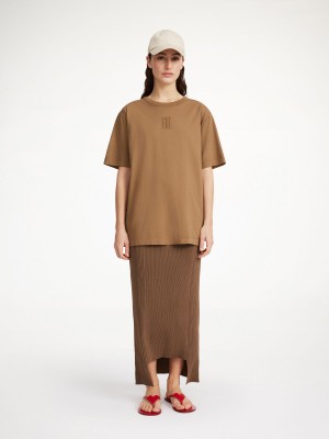 Top By Malene Birger Fayeh Organic Cotton T-shirt Shitake | IT_BB60802