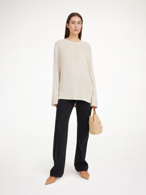 Top By Malene Birger Fayeh Oversized Longsleeve Oyster Gray | IT_BB40920