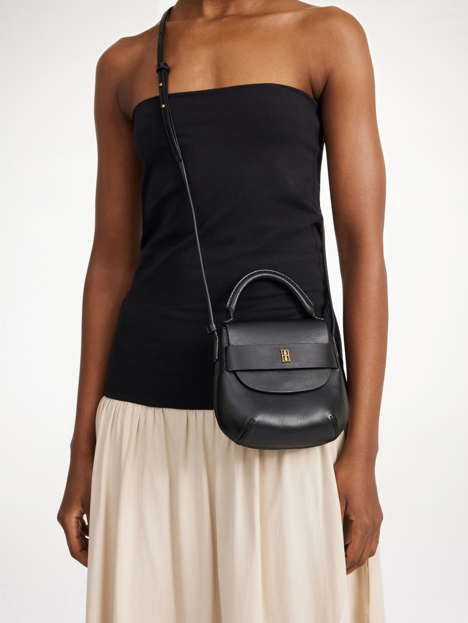 Borse By Malene Birger Meela Leather Shoulder Nere | IT_BB61214