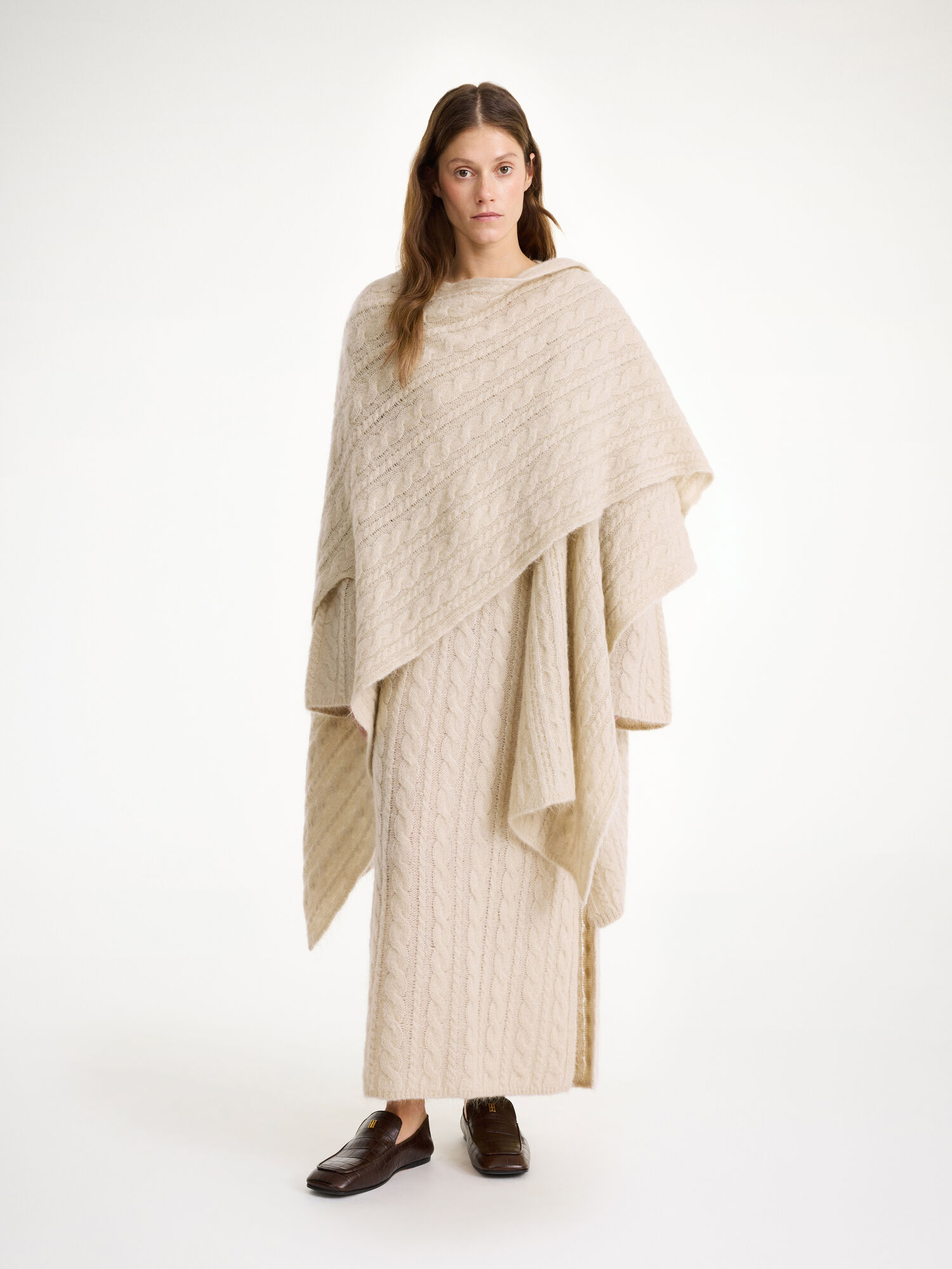 Maglieria By Malene Birger Kassillas Wool-blend Poncho Oyster Gray | IT_BB70994