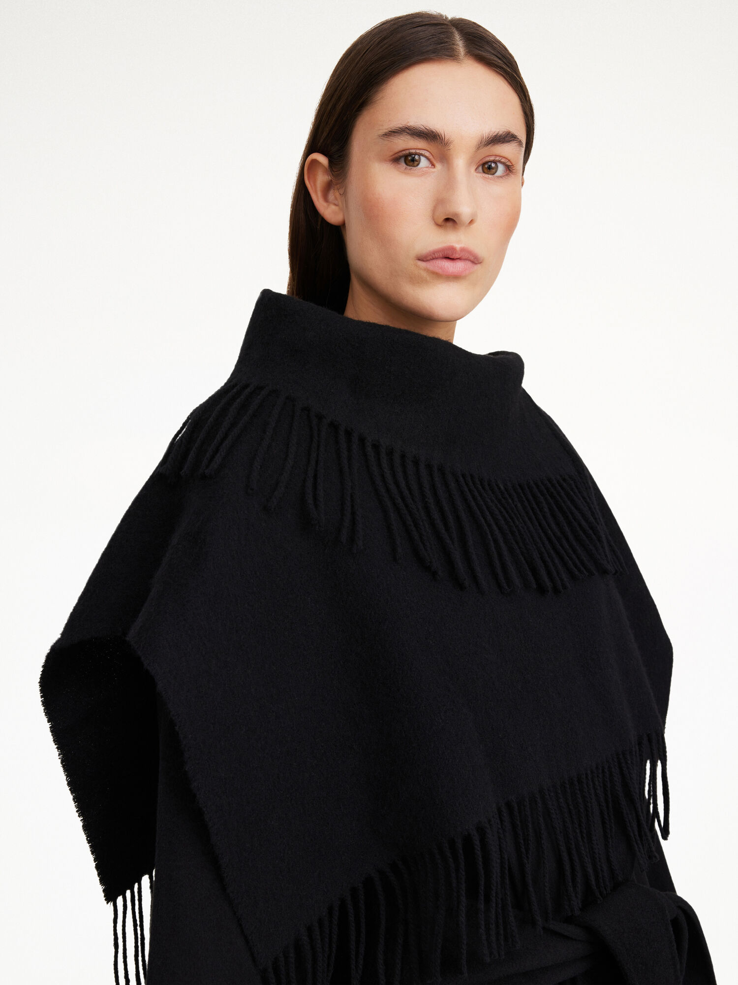 Sciarpe By Malene Birger Turtla Wool Fringe Bib Nere | IT_BB37779