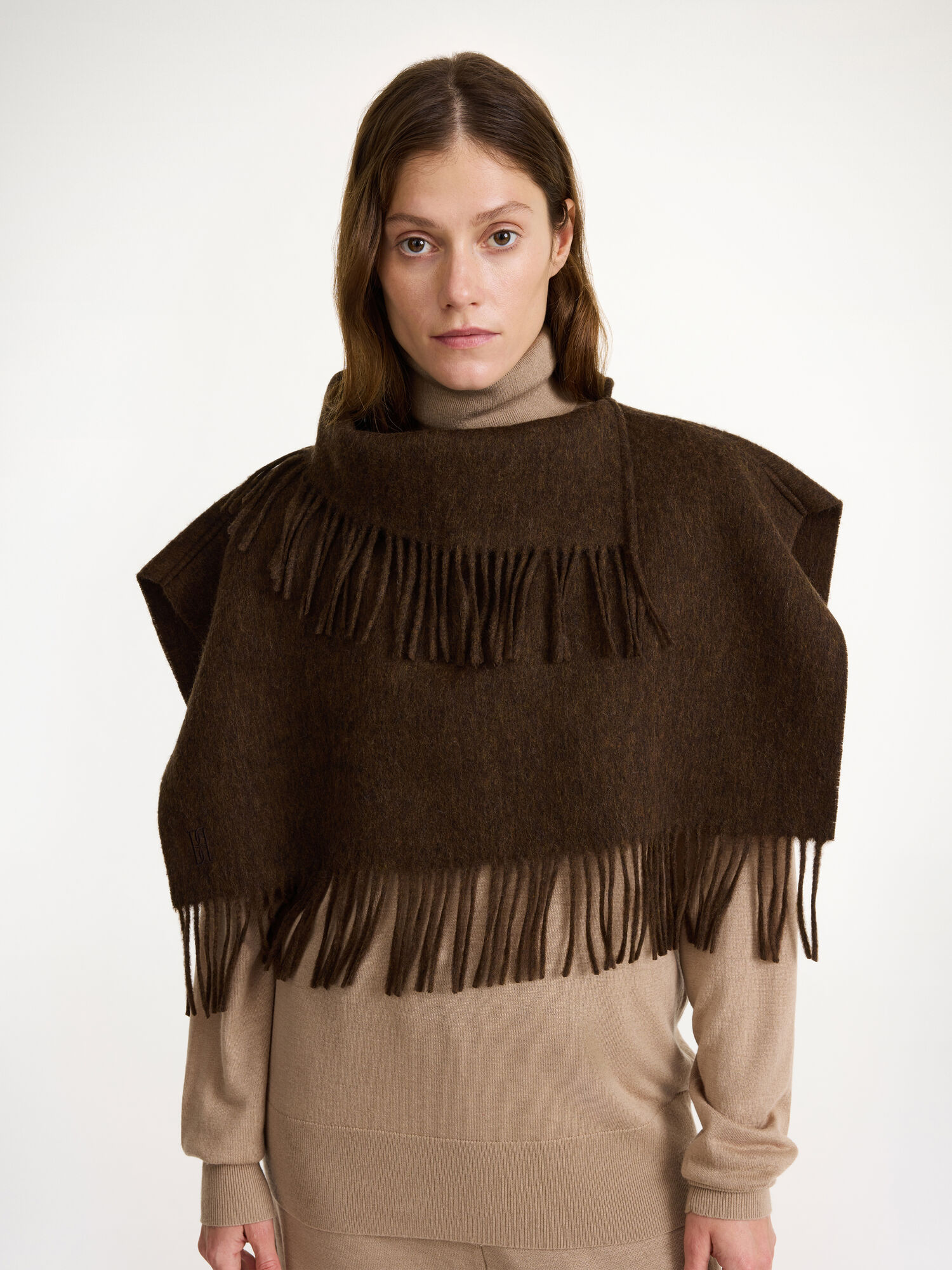 Sciarpe By Malene Birger Turtla Wool Fringe Bib Shitake | IT_BB12117