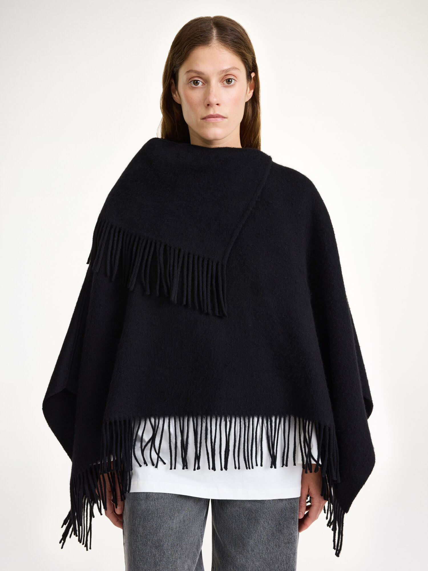 Sciarpe By Malene Birger Turtma Wool Fringe Bib Nere | IT_BB91189