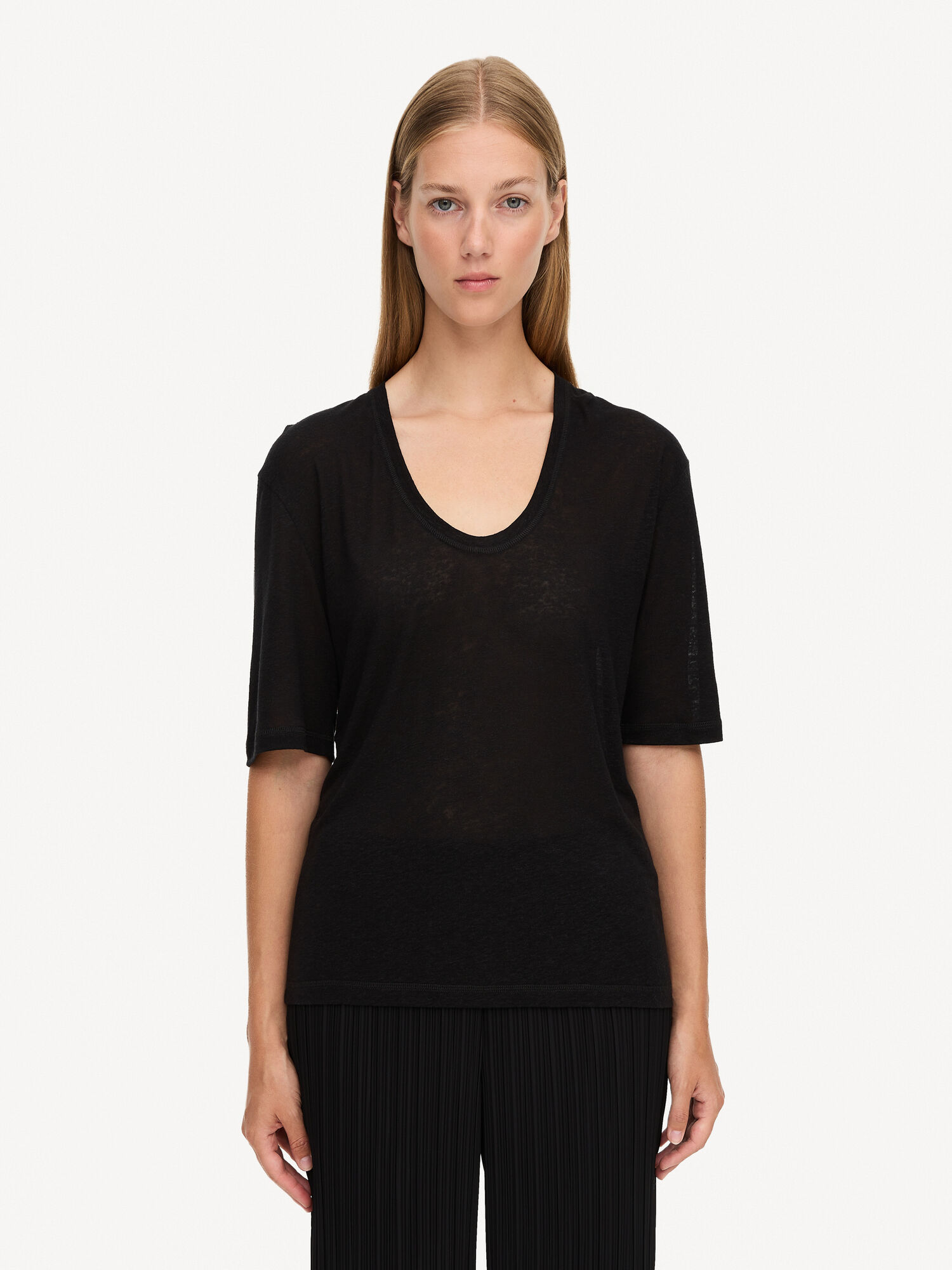 Top By Malene Birger Amaringa T-shirt Nere | IT_BB57337