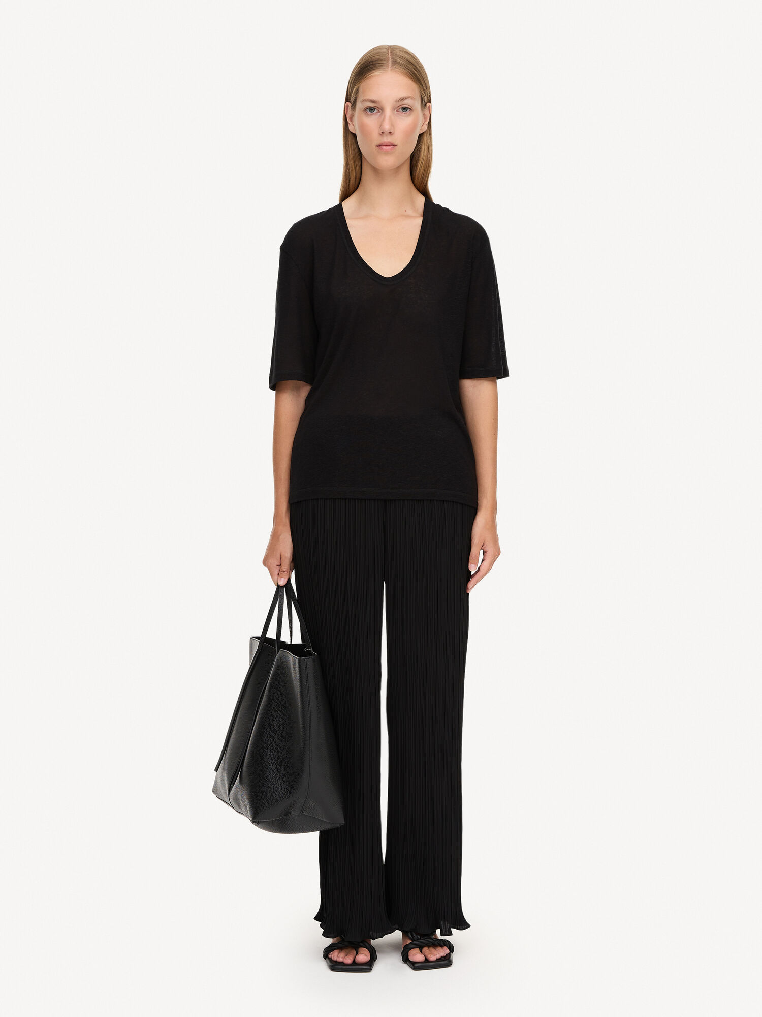 Top By Malene Birger Amaringa T-shirt Nere | IT_BB57337