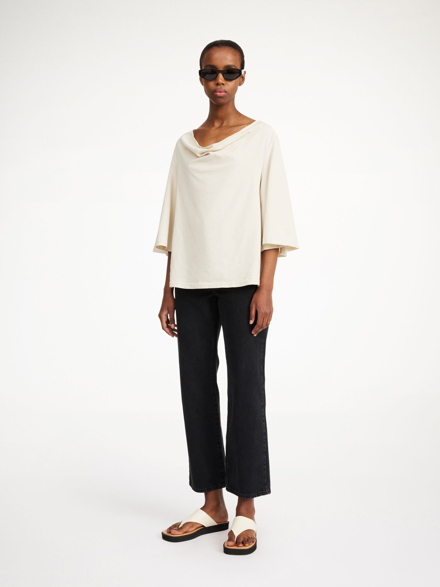 Top By Malene Birger Bryar Organic Cotton T-shirt Oyster Gray | IT_BB59898