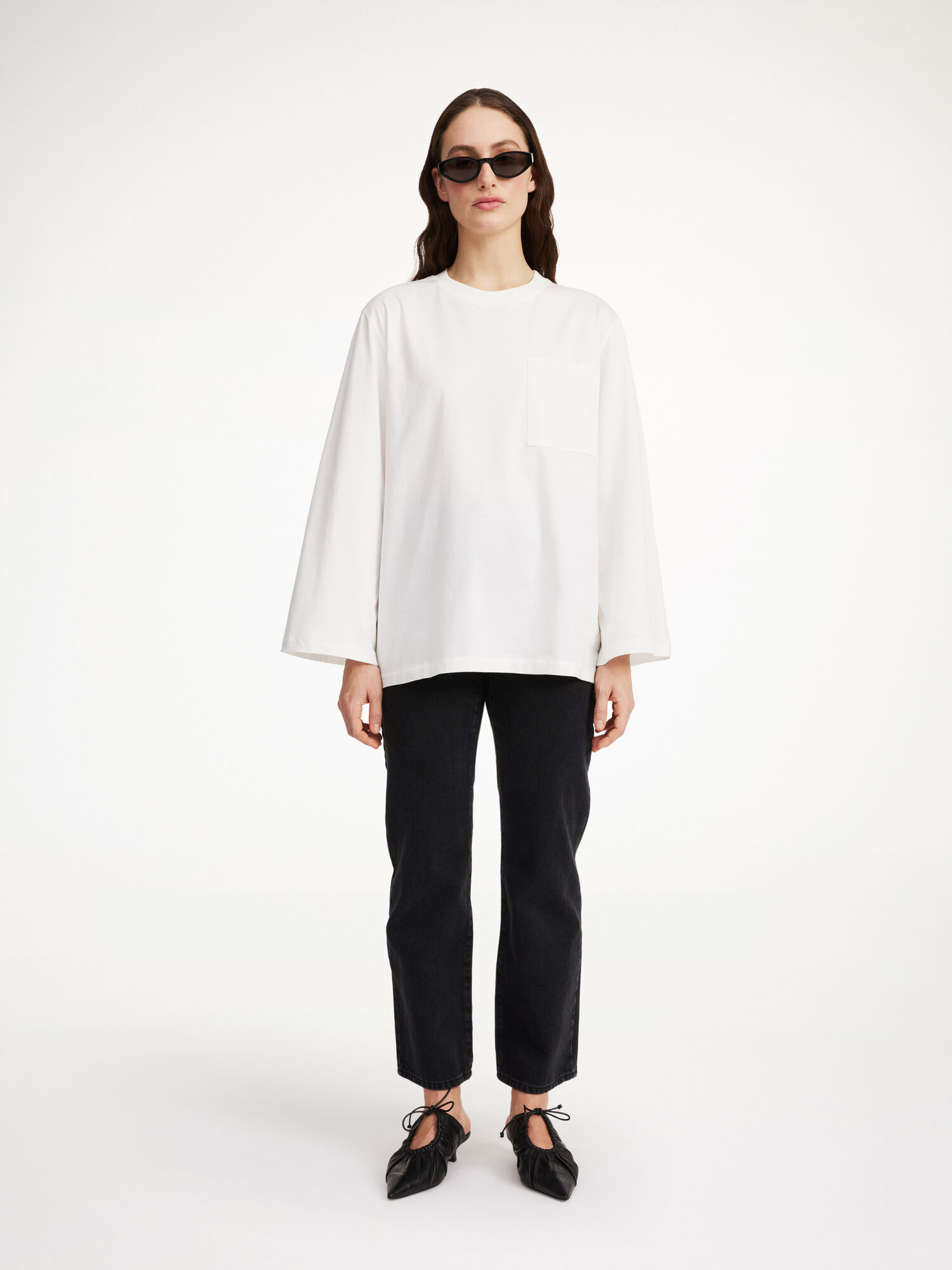 Top By Malene Birger Fayeh Oversized Longsleeve Bianche | IT_BB95764