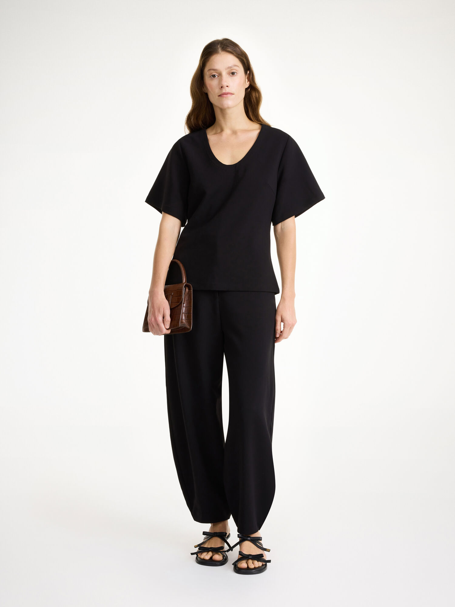 Top By Malene Birger Lunae T-shirt Nere | IT_BB63913