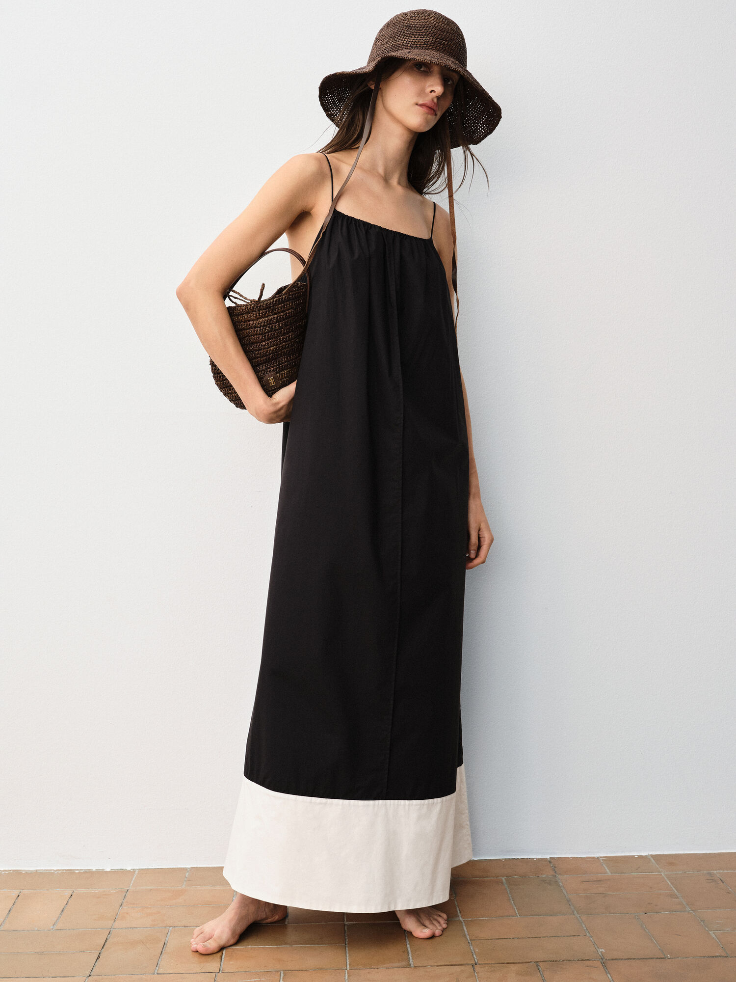 Vestito By Malene Birger Lanney Organic Cotton Maxi Nere Bianche | IT_BB48382